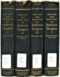 photo of 4 volumes of The Life and Writings of Frederick Douglass